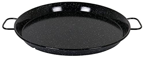 Tradineur - Paellera valenciana esmaltada - Fabricado en España - Apta para gas, vitrocerámica, cocina eléctrica y lavavajillas (Negro, Ø 55 cm)