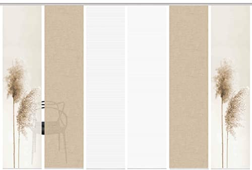 VISION S 80922 Schiebegardine IRLOS, Digitaldurck, Seidenoptik, 260x60 cm, Farbe:Sand, Größe:260 x 60 cm, Anzahl:6X