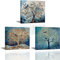 Piy Painting Toile Tableaux Arbre Abstrait Bleu Impression sur Toile Photo Tendues et Encadrée Prêt Suspendre Toile Tableau Décoration Murale en Cadeau pour Chambre à Coucher Galerie 3X 30x30cm