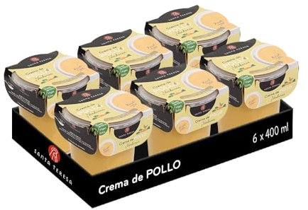 Santa Teresa - Pack de 6 Cremas de Pollo y Verduras - Elaboradas Con Ingredientes Naturales, Sin Conservantes Ni Aditivos - Envase Apto Para Microondas. 3.600ml