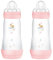 MAM Biberon Easy Start 320 ml (Set da 2), Kit da 2 biberon anticolica per allattamento, Riduce le bolle d'aria e il rischio di coliche, Accessori neonati 4+ mesi con tettarella misura 3, Rosa