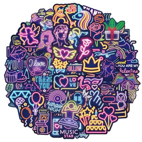 100pcs Stickers for Kids Waterproof Vinyl Stickers for Water Bottle Scrapbook Laptop Skateboard Computer Teens Kids Girls (Neon)