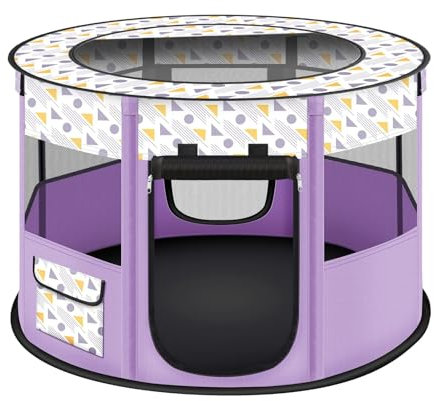 PETCUTE Faltbar Tierlaufstall für Hunde und Katze,Tragbares Hunde-Laufgitter Zwingerzelt für Drinnen und Draußen,Pop-Up-Haustierstall mit Seitentasche,Tragbarer Zwingerkäfig für Welpen,Hund,Katzen