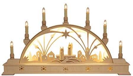 Volkskunstwerkstatt Unger Schwibbogen LED 64 cm Engel Echt Erzgebirge®