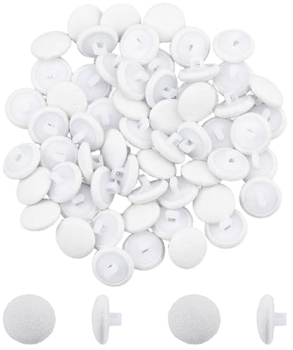 SUPERFINDINGS 80 Stück Weiße Satin Stoffknöpfe Mit Pilzstoff Überzogene Knöpfe Mit Kunststoffschaft 12mm Runde Knöpfe Für Hochzeitskleider Anzüge DIY Nähen