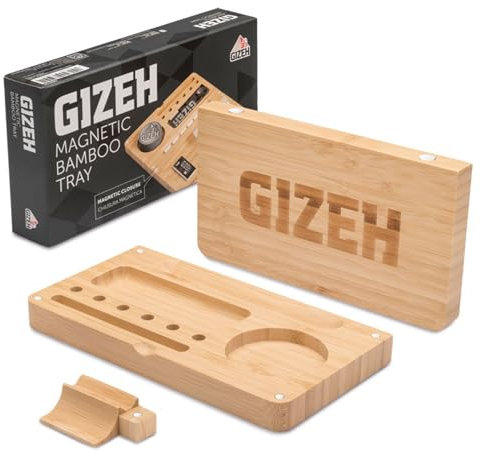 Gizeh Bandeja magnética de bambú para liar, con cierre magnético, cómoda y resistente