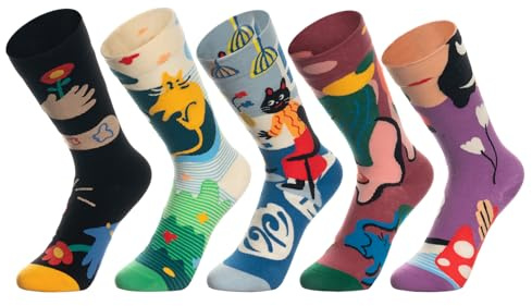 Halbur Chaussettes Ha-rry, Chaussettes Colorées et Amusantes pour Hommes | 6 Paires de Chaussettes Chaudes en Coton pour Hommes et Femmes 4-8 avec Hibou Magique 9 3 4 Plateforme
