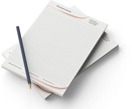 Premium Notizblock DIN A4 personalisiert, liniert/kariert/blank/Punktraster selbst gestalten, hochwertiges Papier, Collegeblock/Schreibblock für Schule/Studium/Unternehmen/Firma mit Adresse (Wavy)