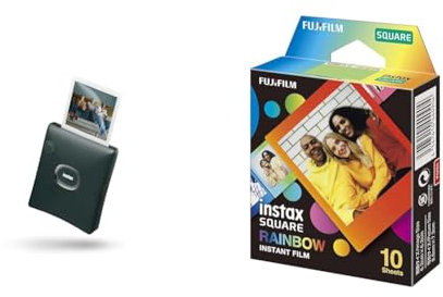 instax SQUARE Link smartphone printers & SQUARE instant film Rainbow border, 10 shot pack, suitable for all SQUARE cameras and printers