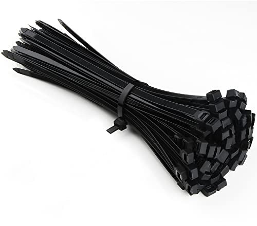 Yaluzibi 100 Pack Cable Ties Black, 4.8mm x 400mm Long Zip Ties 50 lbs Tensile Strength with UV Resistant, Nylon Plastic Self Locking Large Heavy Duty Cable Wrap for Tidy Wires Indoor and Outdoor