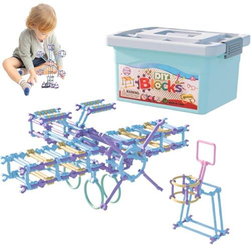 Bâtons de Construction, Jouets de Constructeur en Paille,Kit de Connexion créatif imbriqué de 1500 pièces | Jeu de bâtons de Construction créatifs, Puzzle pour garçons et Filles d'âge préscolaire