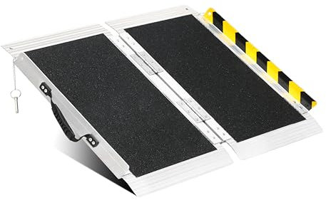 2FT Portable Wheelchair Ramp, Non-Slip Aluminum Folding Handicap Ramp, 800 LBS Capacity Door Threshold Ramps for Home Steps, Scooter Ramp for Car, Doorways, Curbs, Stairs, Cart, Wheel Chair Ramp Steps