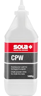 Sola CPW Schlagschnurkreide Weiß - Füllmenge 1400 g - Schlagschnur-Pulver Weiß, Ersatz-Kreide für Schlagschnur - sehr gut sichtbar auf dunklen Oberflächen - gute Hafteigenschaften - leicht abwaschbar
