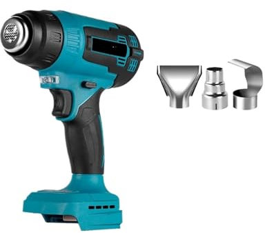 MZZYG Heat Gun 2000W Electric Heat Gun For 18V Battery Cordless Handheld Hot Air Gun With 3 Nozzles Industrial Home Hair Dryer For Shrinking PVC, Crafts, Paint Stripping, Car Fi(2 Battery)