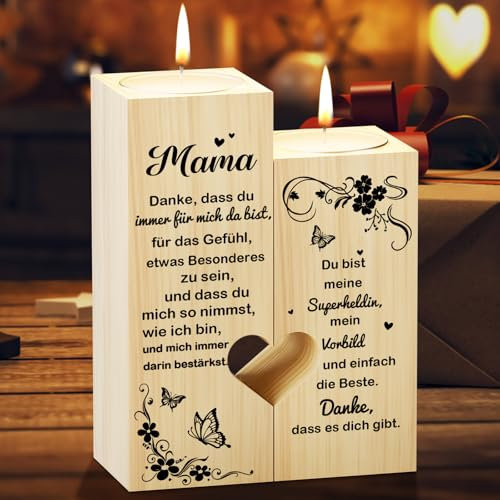 Funnli Geschenke für Mama, Kerzenständer Mit Texten Mama Geschenk, Beste Mama Geburtstag Geschenk, Geschenk Muttertag Muttertagsgeschenk Geburtstagsgeschenk für Mama Mutter (Mama 1)