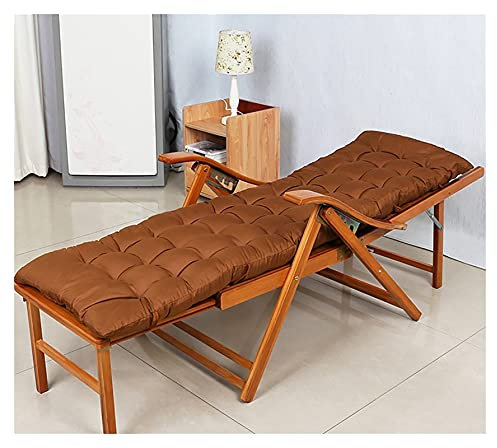 Chaise de jardin inclinable portable en bambou avec siège rembourré Lit simple pliable pour camping, piscine, cour et plage Marron