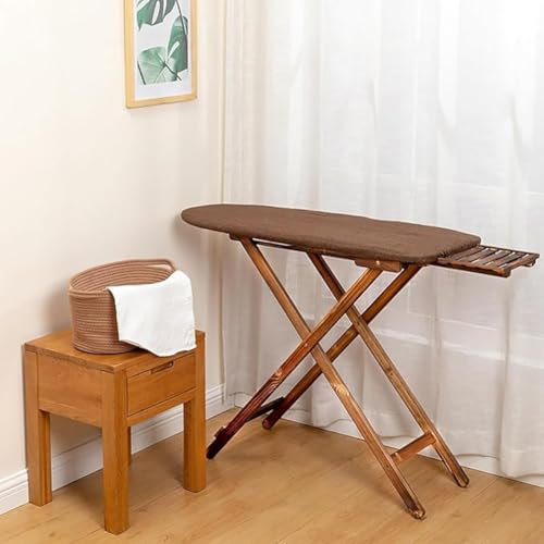 UPWONEC Massives Holzbügelbrett, Retro-Bügelbrett, Klappbare Hausbügelregal, Vertikale Große Holzbügelbrett, Höhenverstellbare Bügelbrett,Braun