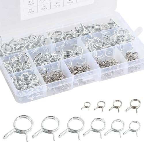 150 Pezzi 5-14 mm Carburante Morsetto a Molla, Fascette per Tubi a Molla, Morsetto a Molla a Doppio Filo, Fascette Stringitubo a Molla