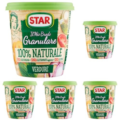 STAR Il Mio Brodo Granulare 100% Naturale Vegetale, 150gr, Ricco di Sapore, senza olio di palma, senza glutammato, senza glutine. Ottimo per insaporire le tue ricette (Confezione da 5)