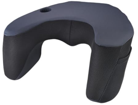Desk Pillow for Laptop, Large Reading Pillow for Adults, Arm Rest Pillow with Cup Holder, Memory Foam for Working, Deep Blue