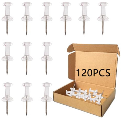 120 Stück Transparente Reißzwecke, Reißzwecken mit Box, Karte Nagel Pinnadeln, Polster Reißzwecken, Durchsichtig Reißnägel Pins, für Kork, Pinnwand, Pinnwand, Pinnwand, Schule, Büro