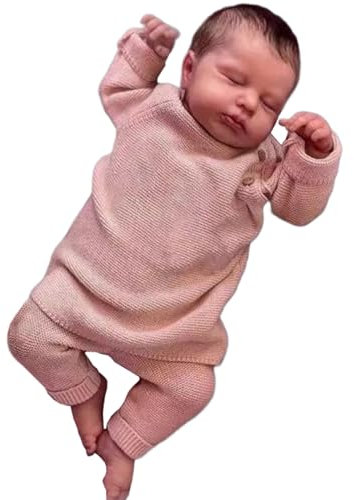 KDAMGOQE Silicon Babypuppe 19 im hohen realistischen Neugeborenen mit Stoffkörper, exquisites Detail süßes weiches Neugeborene Babypuppengeschenke für Mädchen