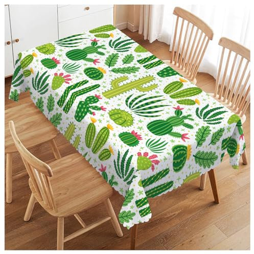 Walmsco Tovaglia verde cactus pianta decorazione per sala da pranzo cucina tovaglia rettangolare 132 x 178 cm