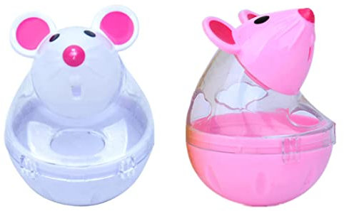 Yeory 2Pcs Cat Treat Dispenser Toy, Mouse Shape Cat Interactive Toy and Food Dispenser for Pet Increases Interactive & Food Dispensing