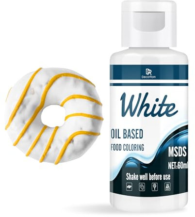 Colorant Alimentaire à Base d'Huile pour Chocolat - Colorant Liposoluble Éclatant pour Candy Melts, Pâtisserie, Décoration de Gâteaux - Version Améliorée pour Glaçage, Fondant, DIY – 60ml (Blanc)