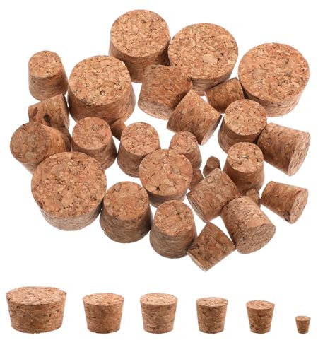Giantree 30Pcs 6 Sizes Corks, Natural Soft Wood Cork Stoppers, Corks for Bottles Wine Bottle Cork Stoppers Plugs, Mini Corks Replacement Corks for Wine Beer Bottle, Glass Bottles, DIY Craft