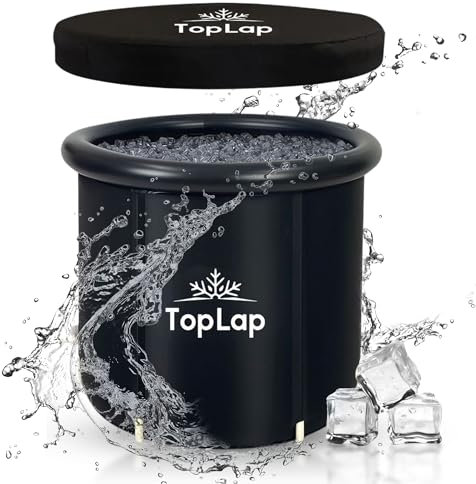 TopLap Bañera fría de 90 x 75 cm con enfriador de agua, baño de hielo inflable portátil para atletas y adultos, tina de hielo de cuerpo completo para recuperación, terapia, alivio muscular y bienestar