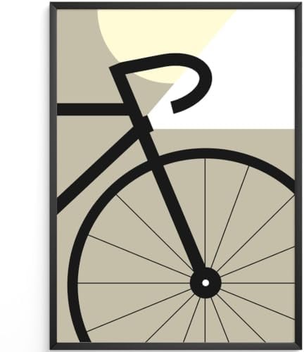 MJ-GRAPHICS® Poster Fahrrad Bilder Vintage Fahrrad Deko Bike Bilder für Küche Erdton Wohnzimmer Flur Bauhaus Stil Büro Wandkunst Modern Fahrradfahrer Geschenk Fahrrad Wanddeko Retro A4 – Ohne Rahmen
