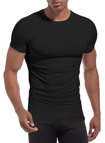 Towintec Maglietta a Compressione da Uomo Maglia di base Traspirante Palestra Running Maglietta a maniche corte Allenamento Collo rotondo Maglietta Top ad asciugatura rapida Snellente Ciclismo Fitness