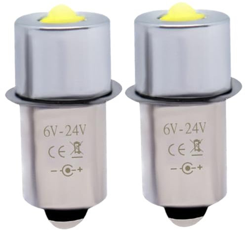 Jorzer Ersatzbirnen für Taschenlampen 2 Stück P13.5s 6–24 V 3 W LED-Taschenlampenbirnen für Lampen Taschenlampen Laternen Arbeitslicht