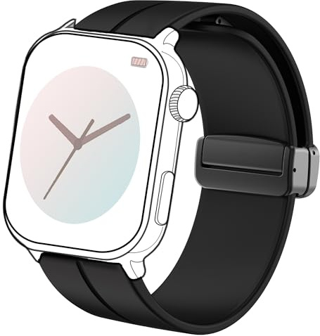 Blueshaweu 18mm 20mm 22mm Armband Kompatibel Für Ice-Watch - Ice Smart Serie, Weiches Silikon Dual Magnetisch Einstellbar Armbänder Kompatibel mit Ice Smart Serie Smartwatch (schwarz, 20mm)