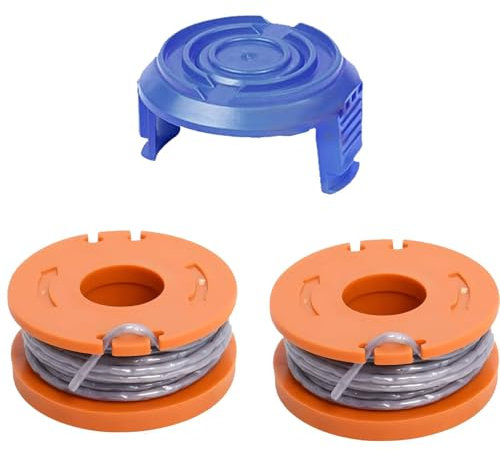 Eimuweip Lot de 2 bobines de fil compatibles avec Mac Allister MGTP18Li - Avec 1 couvercle, bobine de rechange et ligne à alimentation automatique