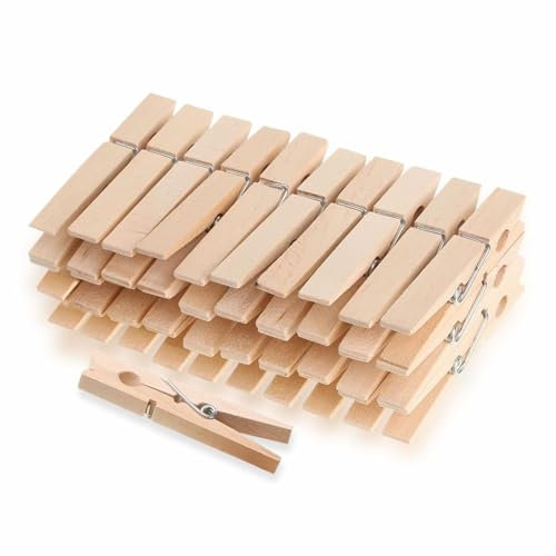 Wooden Clothes Pegs Washing Line Durable Laundry Pegs Clothespin Sturdy Non Slip Pegs Are Suitable for Kitchen Laundry Room Garden Card Photo Diy Art & Crafts Home Accessories 7.3 X 1 X 1.3cm (32pack)