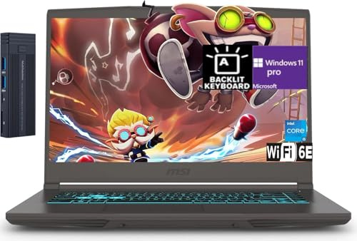 msi Sottile 15,6 pollici FHD Intel Core i5-13420H Gaming Laptop, NVIDIA GeForce RTX 4060 8GB Grafico, 16GB RAM 512GB SSD, 256gb 9H Docking Station, Tastiera retroilluminata, Bluetooth, Wi-Fi 6E