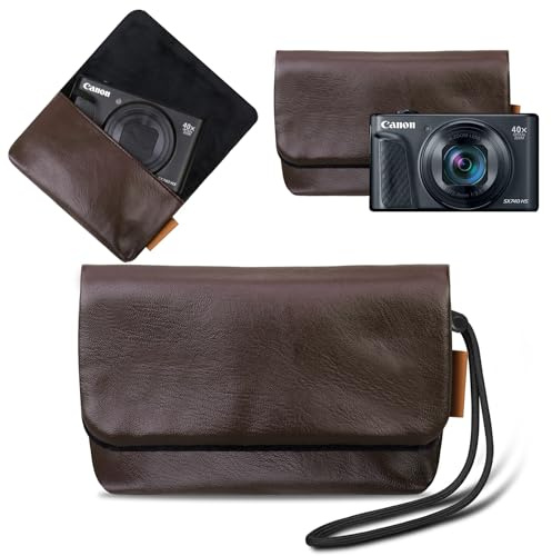 Lacdo Camera Case Bag for Canon PowerShot G7 X Mark III / G7X Mark II Digital Camera, Soft Leather Protective Camera Travel Pouch Sleeve, Compact Canon G7 X Mark III Case Bag with Wrist Strap, Brown