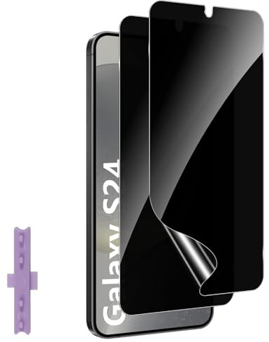 QULLOO 2 pièces Anti-Espion D'écran Film pour Samsung Galaxy S24, Flexible TPU Hydrogel écran Privacy Protection écran, Anti-Spy Film Sans Bulles (pas verre trempé)