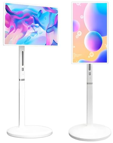 AETEREOS Televisor portátil Inteligente FHD, Sistemas operativo Android 13, con Ruedas y Pantalla táctil giratoria, batería integrada de 10500 mAh, rotación Completa, Color Blanco 32