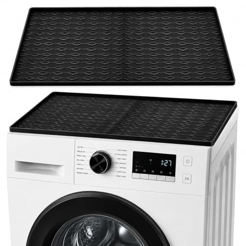 Silicone Refrigerator Mat - 60 x 50cm Anti-Slip Washing Machine Mat with Raised Edge Fridge Protector Mat, Prevent Water Leaks Floor Protector Mat Fridge Wine Cabinet Drip Tray