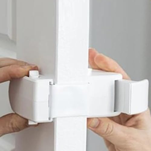 EasyByMall Cerradura de seguridad a prueba de niños para puertas interiores, instalación sin herramientas, pestillo de gancho de puerta compatible con pomos redondos y manijas de palanca, dispositivo