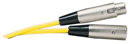 XLR Patch Lead - 1m - Male Plug to Female Socket Extension Cable - 1 Metre (Yellow)