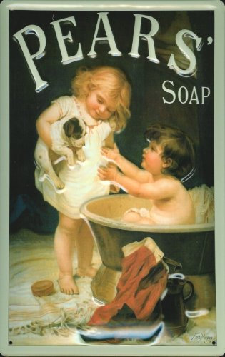 Buddel-Bini Versand Blechschild Nostalgieschild Pears Soap Kinder Badewanne Seife Bad Deko Schild