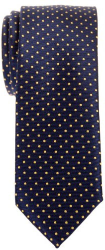 Retreez Herren Schmale Gewebte Krawatte Heutig Kleinen Punkt-Muster 5 cm - marineblau mit gelb punkten