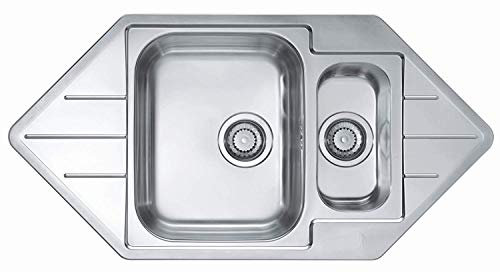 Alveus 1085940 LINE 40 Fregadero de esquina empotrado de acero, Inox lino