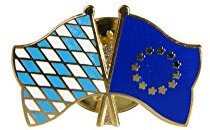 Flaggenfritze Freundschaftspin Europa - Bayern, 22 mm, Flaggen Pin vergoldet aus Hartemaille, Länder Anstecker zum Sammeln und Tragen