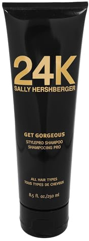 SALLY HERSHBERGER 24K Gold Get Gorgeous Shampoo for Women & Men - Professional Salon Hair Care - Safe for Color Treated Hair Cleanser - Moisturizing, Repair, Strengthen & Shine - All Hair Type - 8.5oz