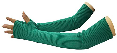 LSHARON SILK Damen Kaschmir Warm Lange Fingerlose Handschuhe Winter Armwärmer, grün, 38